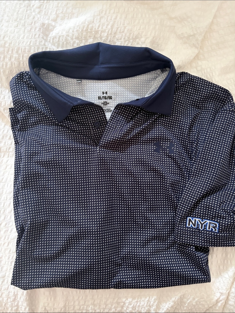 Under Armour Men’s Navy & White Patterned Polo - NYR Sleeve